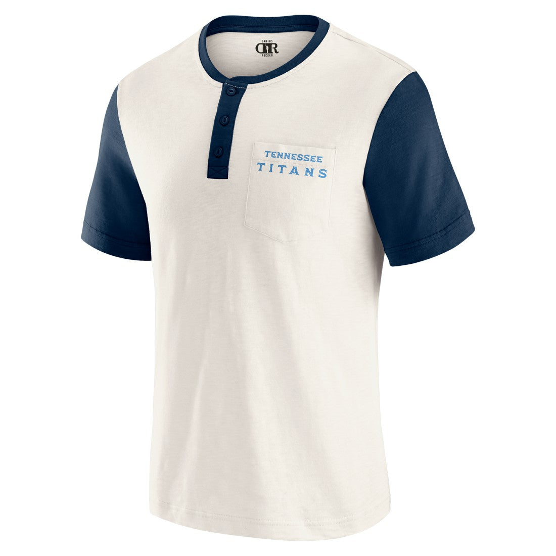 Tennessee Titans Darius Rucker Collection Henley Colorblock Slub Pocket T-Shirt - Cream on sale