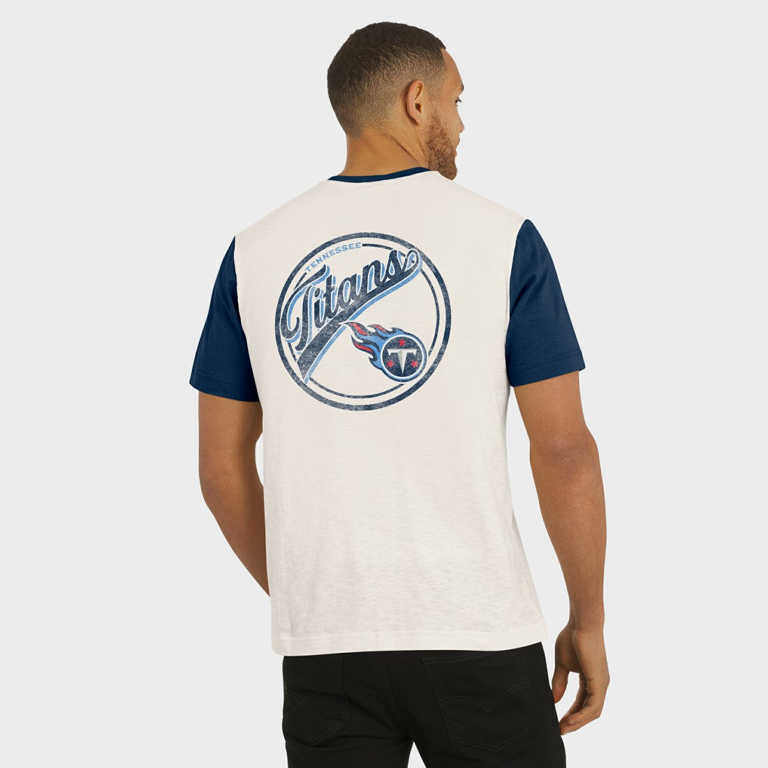 Tennessee Titans Darius Rucker Collection Henley Colorblock Slub Pocket T-Shirt - Cream on sale