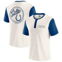 Indianapolis Colts Darius Rucker Collection Henley Colorblock Slub Pocket T-Shirt - Cream on sale