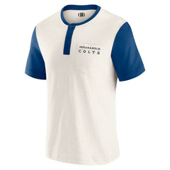 Indianapolis Colts Darius Rucker Collection Henley Colorblock Slub Pocket T-Shirt - Cream on sale