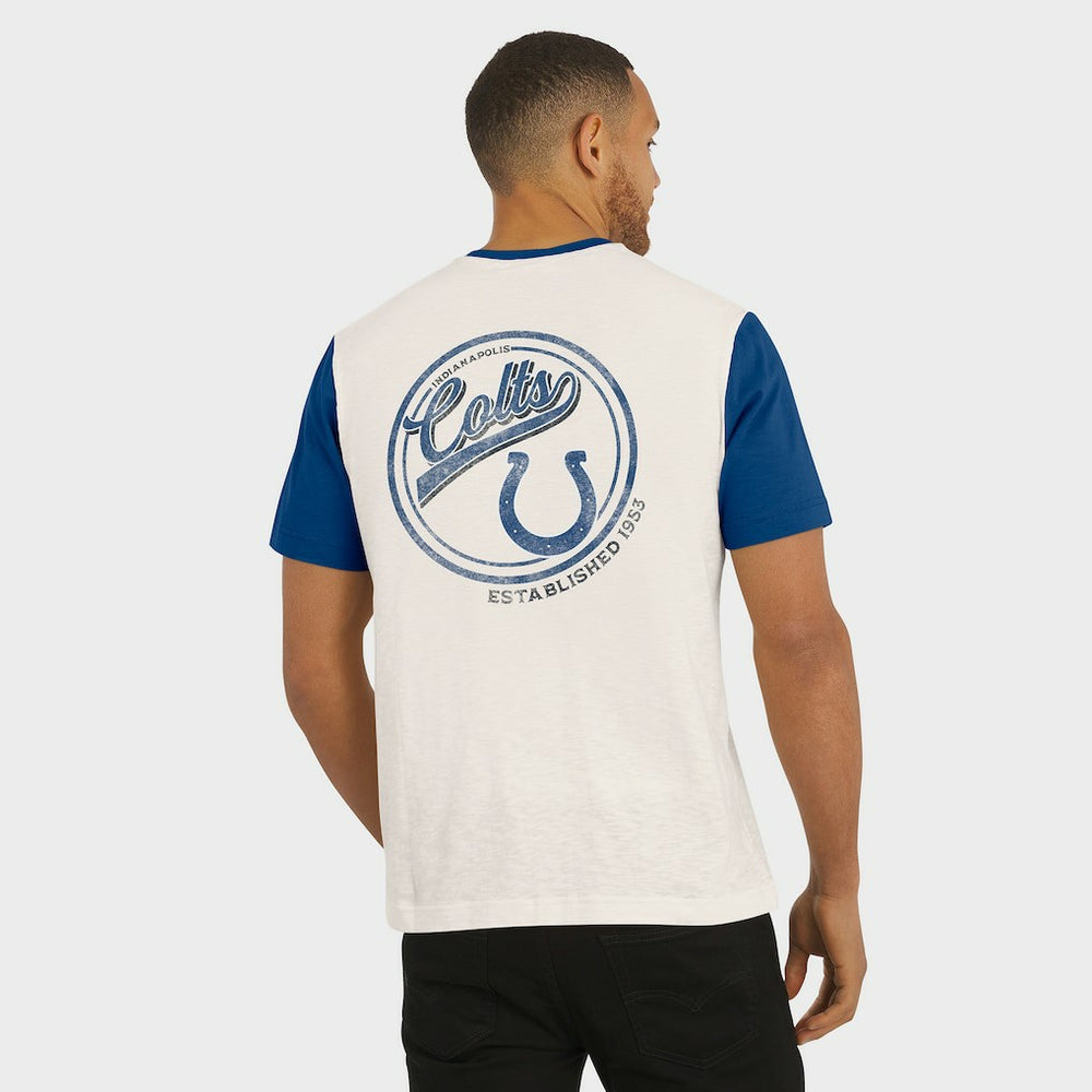 Indianapolis Colts Darius Rucker Collection Henley Colorblock Slub Pocket T-Shirt - Cream on sale