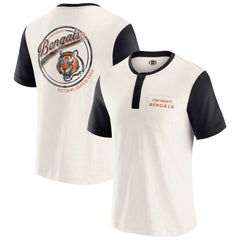 Cincinnati Bengals Darius Rucker Collection Henley Colorblock Slub Pocket T-Shirt - Cream on sale