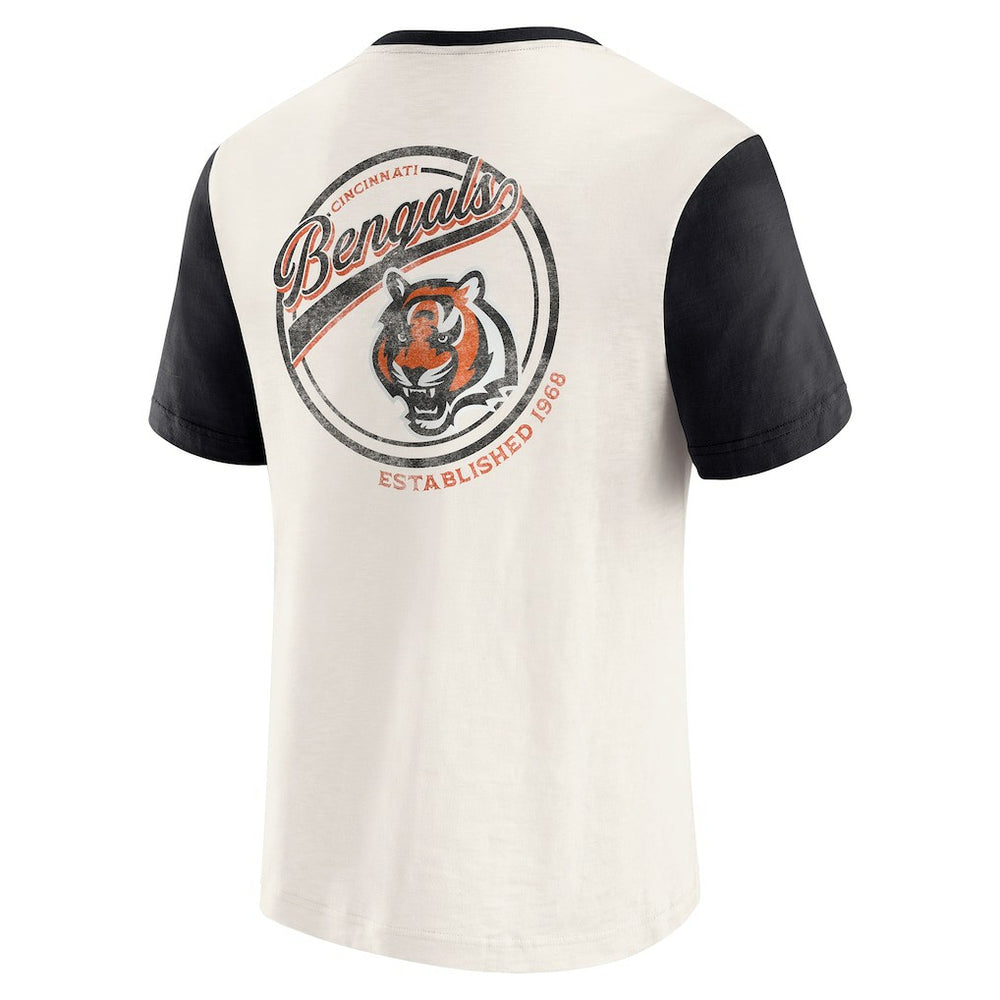 Cincinnati Bengals Darius Rucker Collection Henley Colorblock Slub Pocket T-Shirt - Cream on sale
