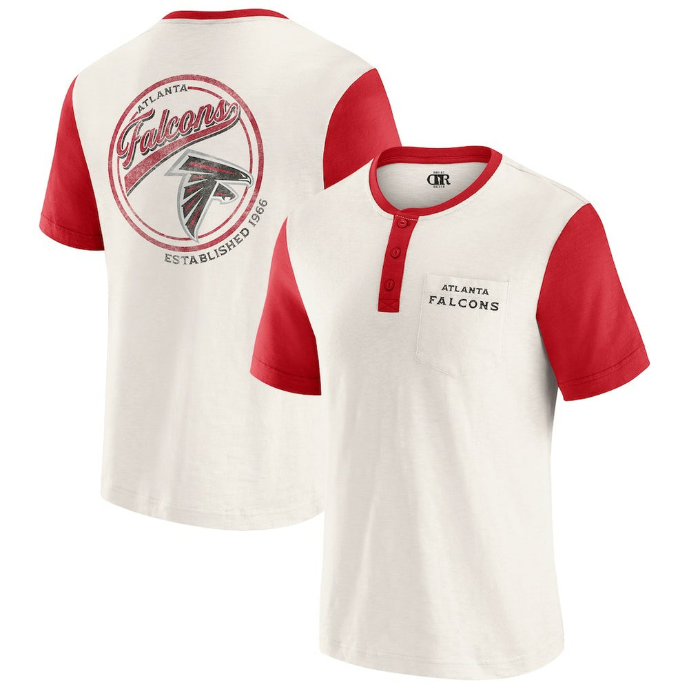 Atlanta Falcons Darius Rucker Collection Henley Colorblock Slub Pocket T-Shirt - Cream discount