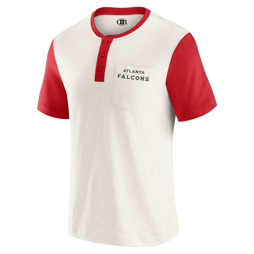 Atlanta Falcons Darius Rucker Collection Henley Colorblock Slub Pocket T-Shirt - Cream discount
