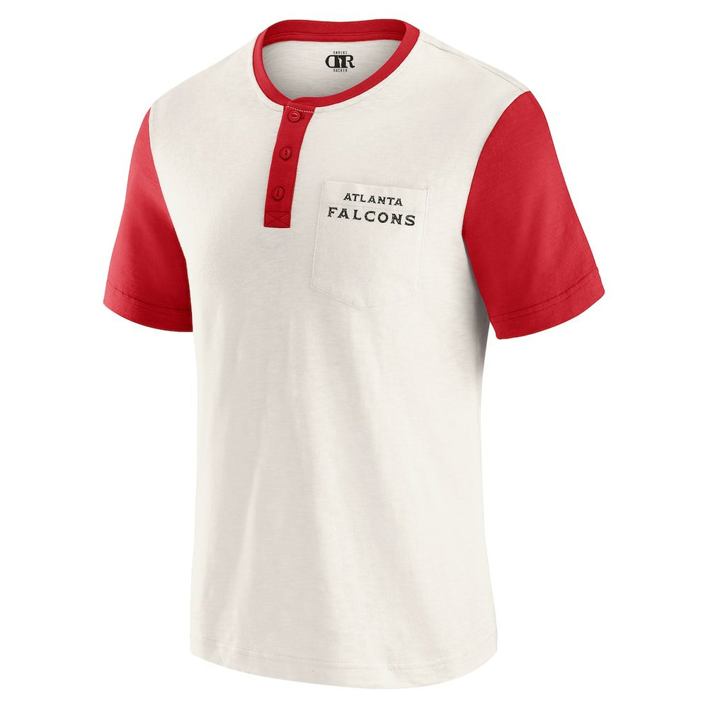 Atlanta Falcons Darius Rucker Collection Henley Colorblock Slub Pocket T-Shirt - Cream discount