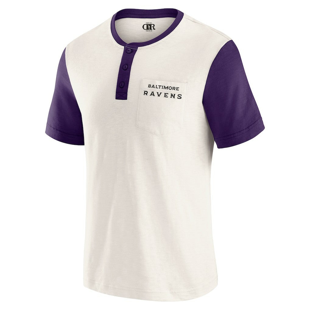 Baltimore Ravens Darius Rucker Collection Henley Colorblock Slub Pocket T-Shirt - Cream sale