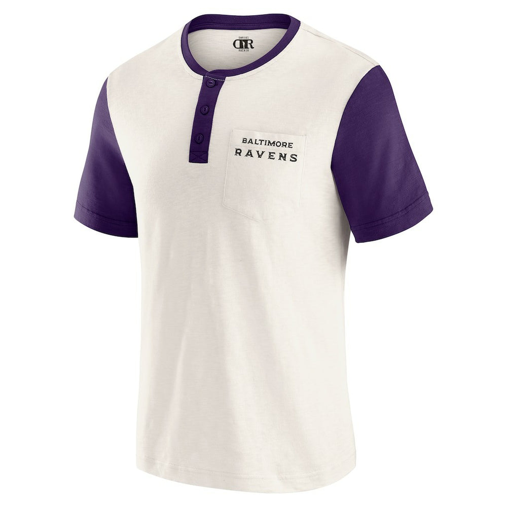 Baltimore Ravens Darius Rucker Collection Henley Colorblock Slub Pocket T-Shirt - Cream sale