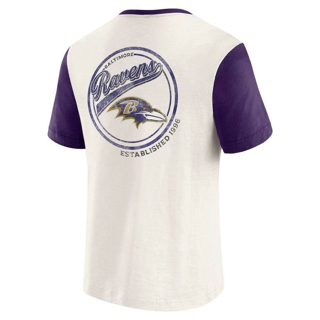 Baltimore Ravens Darius Rucker Collection Henley Colorblock Slub Pocket T-Shirt - Cream sale