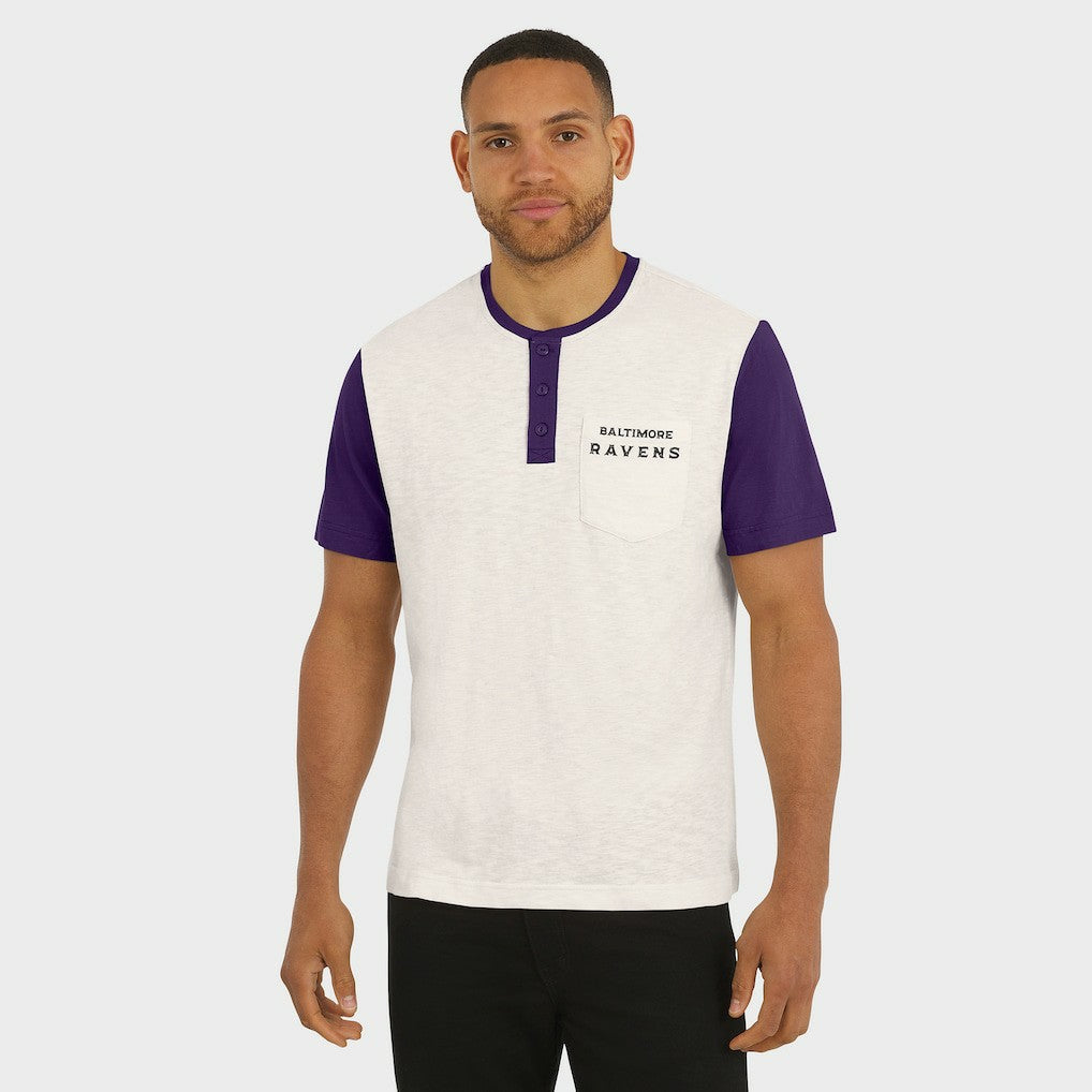 Baltimore Ravens Darius Rucker Collection Henley Colorblock Slub Pocket T-Shirt - Cream sale