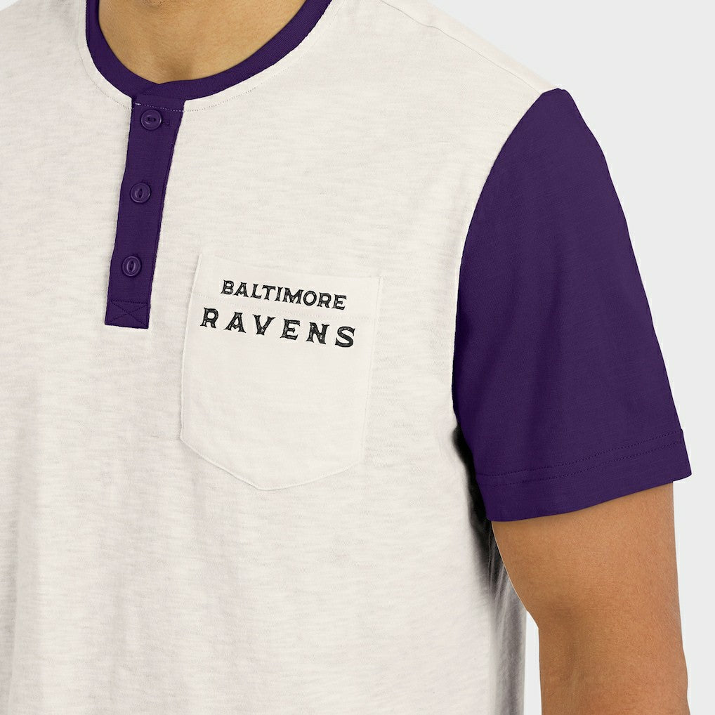 Baltimore Ravens Darius Rucker Collection Henley Colorblock Slub Pocket T-Shirt - Cream sale