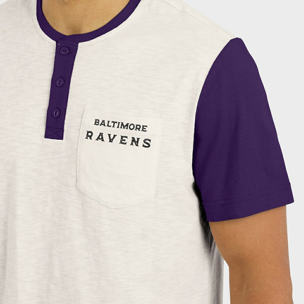 Baltimore Ravens Darius Rucker Collection Henley Colorblock Slub Pocket T-Shirt - Cream sale