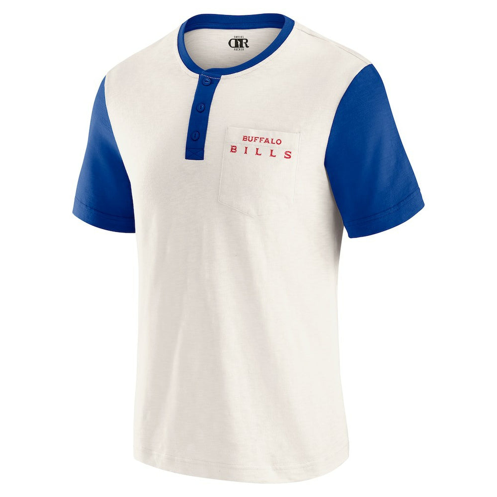 Buffalo Bills Darius Rucker Collection Henley Colorblock Slub Pocket T-Shirt - Cream outlet