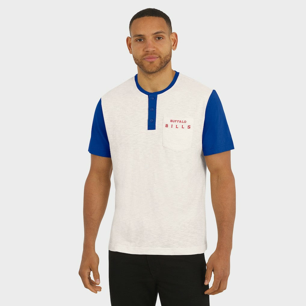 Buffalo Bills Darius Rucker Collection Henley Colorblock Slub Pocket T-Shirt - Cream outlet