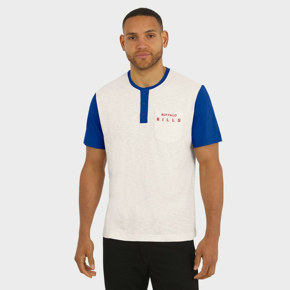 Buffalo Bills Darius Rucker Collection Henley Colorblock Slub Pocket T-Shirt - Cream outlet