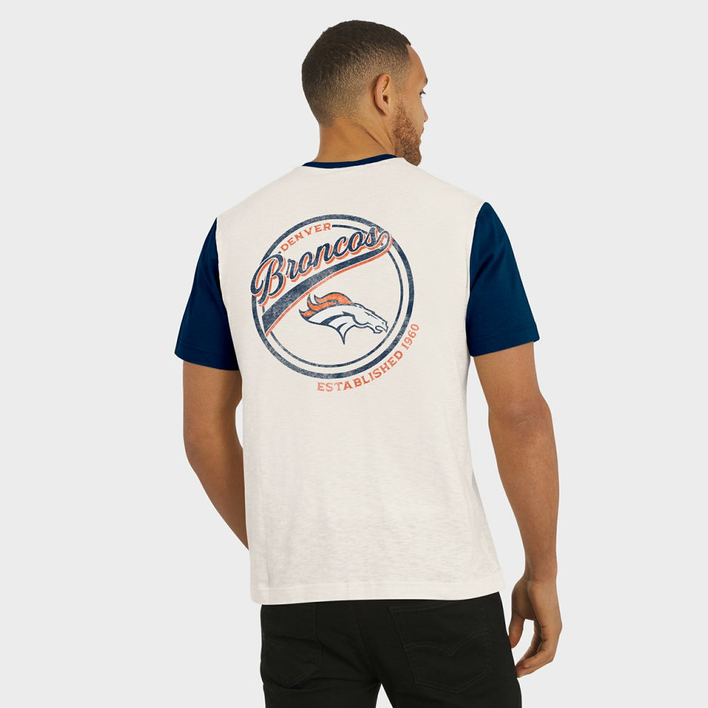 Denver Broncos Darius Rucker Collection Henley Colorblock Slub Pocket T-Shirt - Cream discount
