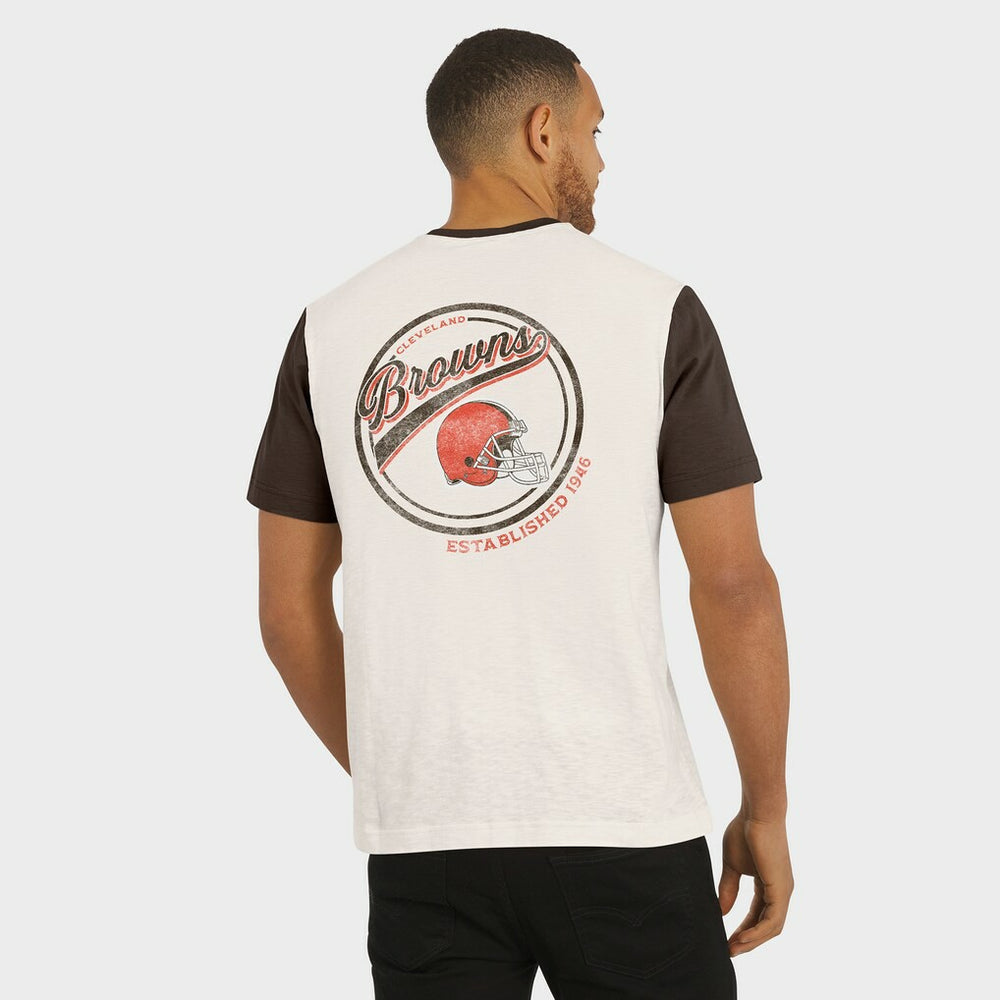 Cleveland Browns Darius Rucker Collection Henley Colorblock Slub Pocket T-Shirt - Cream outlet