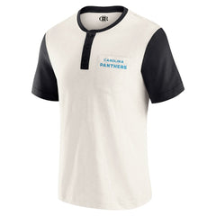 Carolina Panthers Darius Rucker Collection Henley Colorblock Slub Pocket T-Shirt - Cream for sale