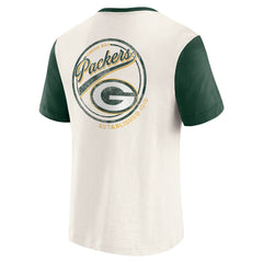 Green Bay Packers Darius Rucker Collection Henley Colorblock Slub Pocket T-Shirt - Cream online