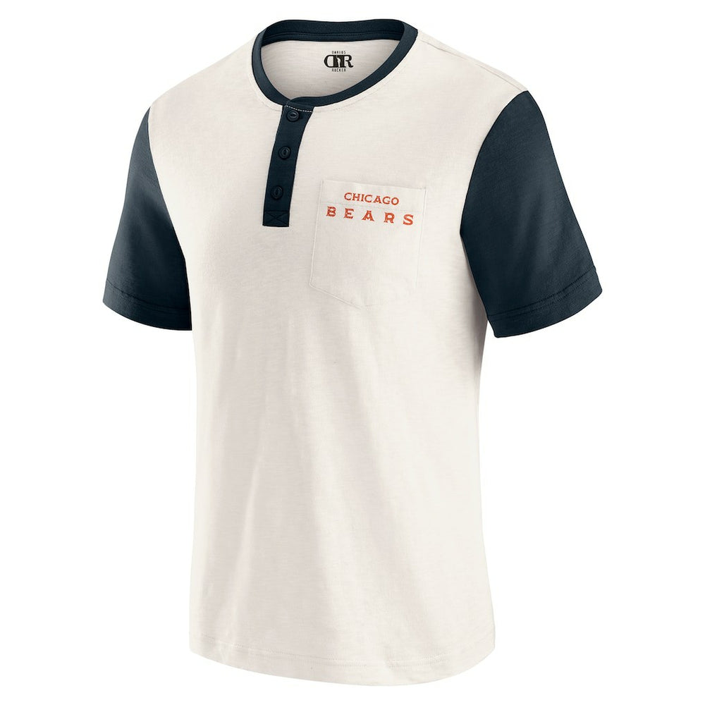 Chicago Bears Darius Rucker Collection Henley Colorblock Slub Pocket T-Shirt - Cream online