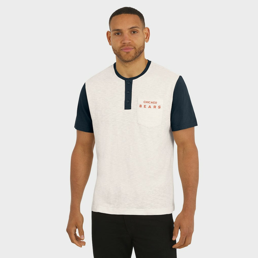 Chicago Bears Darius Rucker Collection Henley Colorblock Slub Pocket T-Shirt - Cream online