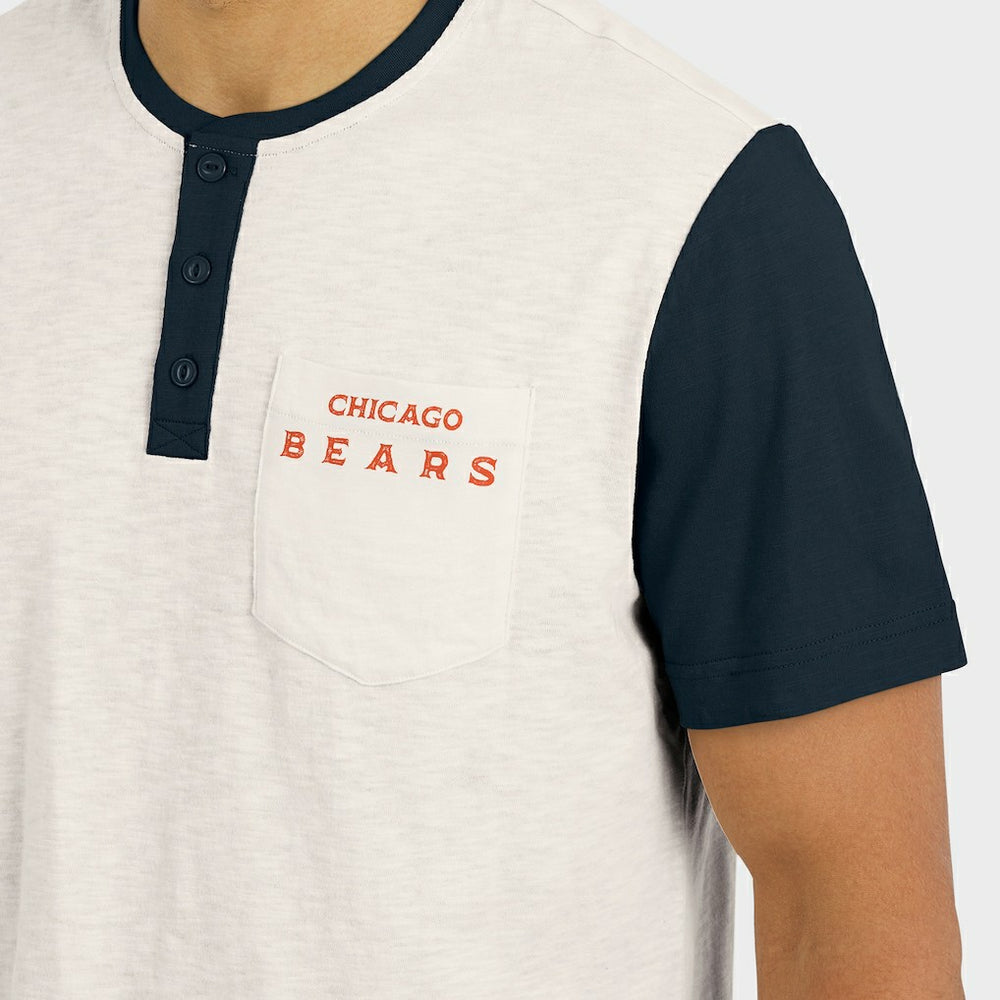 Chicago Bears Darius Rucker Collection Henley Colorblock Slub Pocket T-Shirt - Cream online