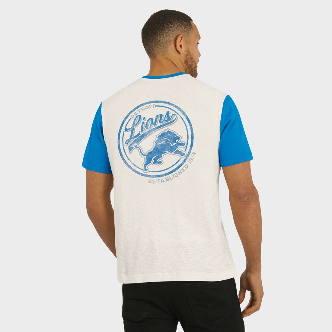 Detroit Lions Darius Rucker Collection Henley Colorblock Slub Pocket T-Shirt - Cream online