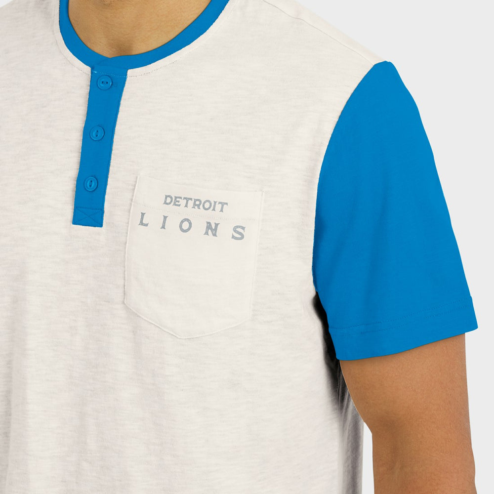 Detroit Lions Darius Rucker Collection Henley Colorblock Slub Pocket T-Shirt - Cream online