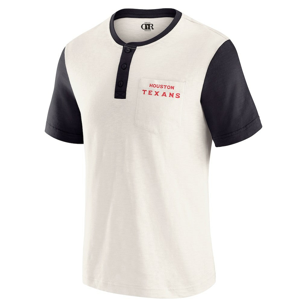 Houston Texans Darius Rucker Collection Henley Colorblock Slub Pocket T-Shirt - Cream discount