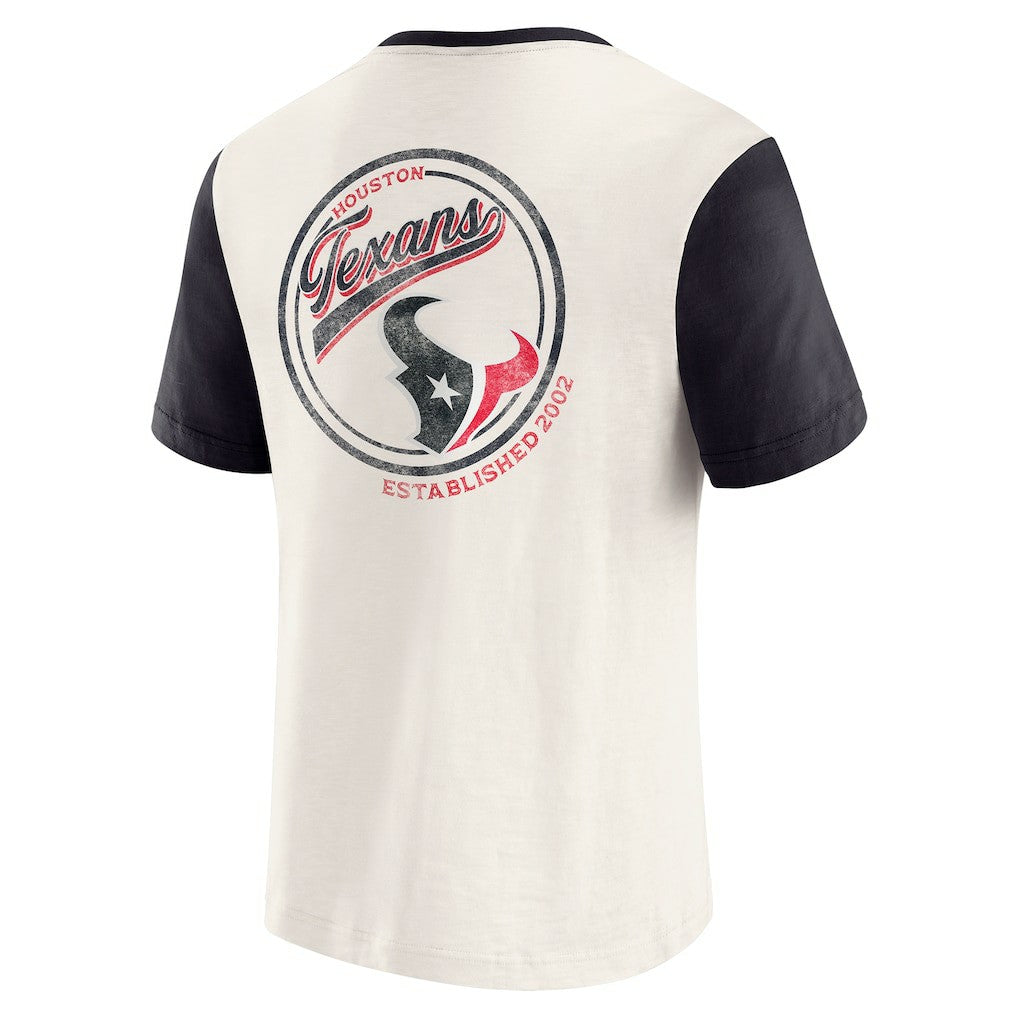 Houston Texans Darius Rucker Collection Henley Colorblock Slub Pocket T-Shirt - Cream discount