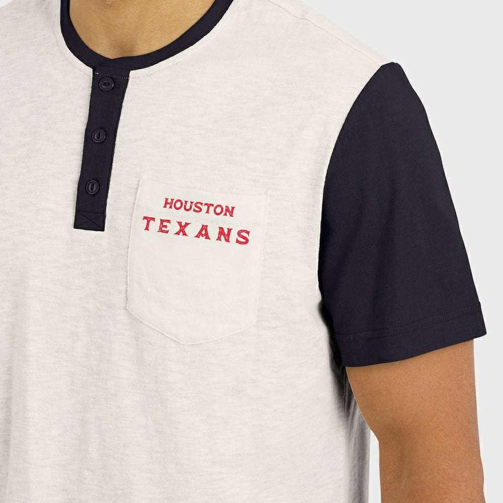 Houston Texans Darius Rucker Collection Henley Colorblock Slub Pocket T-Shirt - Cream discount