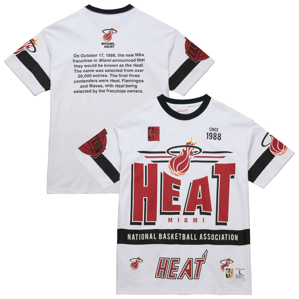 Miami Heat Unisex Hardwood Classics Vintage Team Origins Premium T-Shirt - White | Mitchell & Ness discount