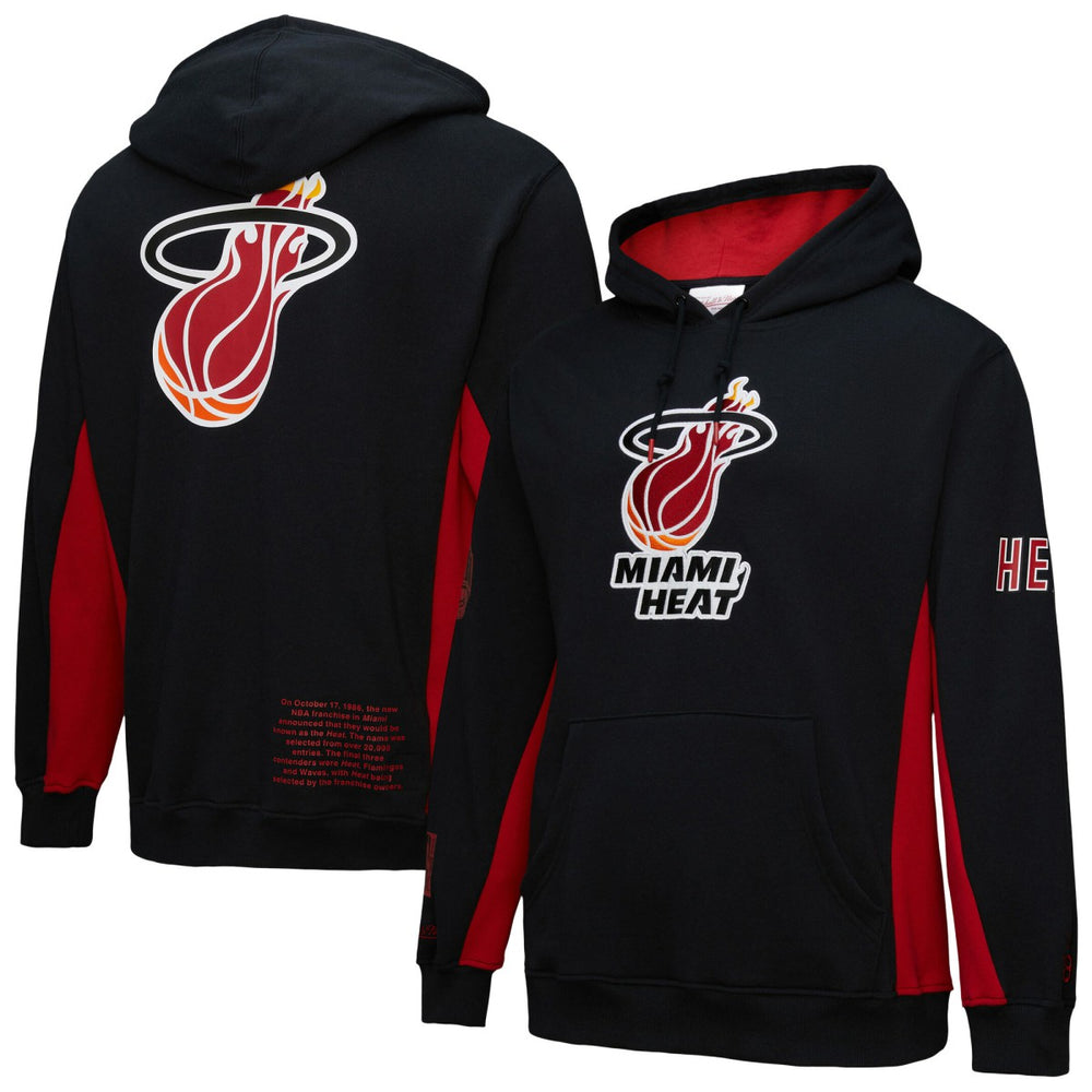 Miami Heat Hardwood Classics Team Origins Fleece Pullover Hoodie - Black | Mitchell & Ness discount