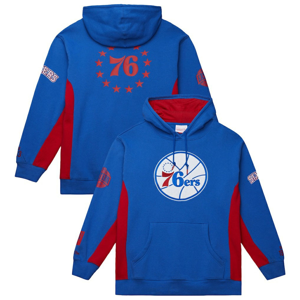 Philadelphia 76ers Hardwood Classics Team Origins Fleece Pullover Hoodie - Royal | Mitchell & Ness online