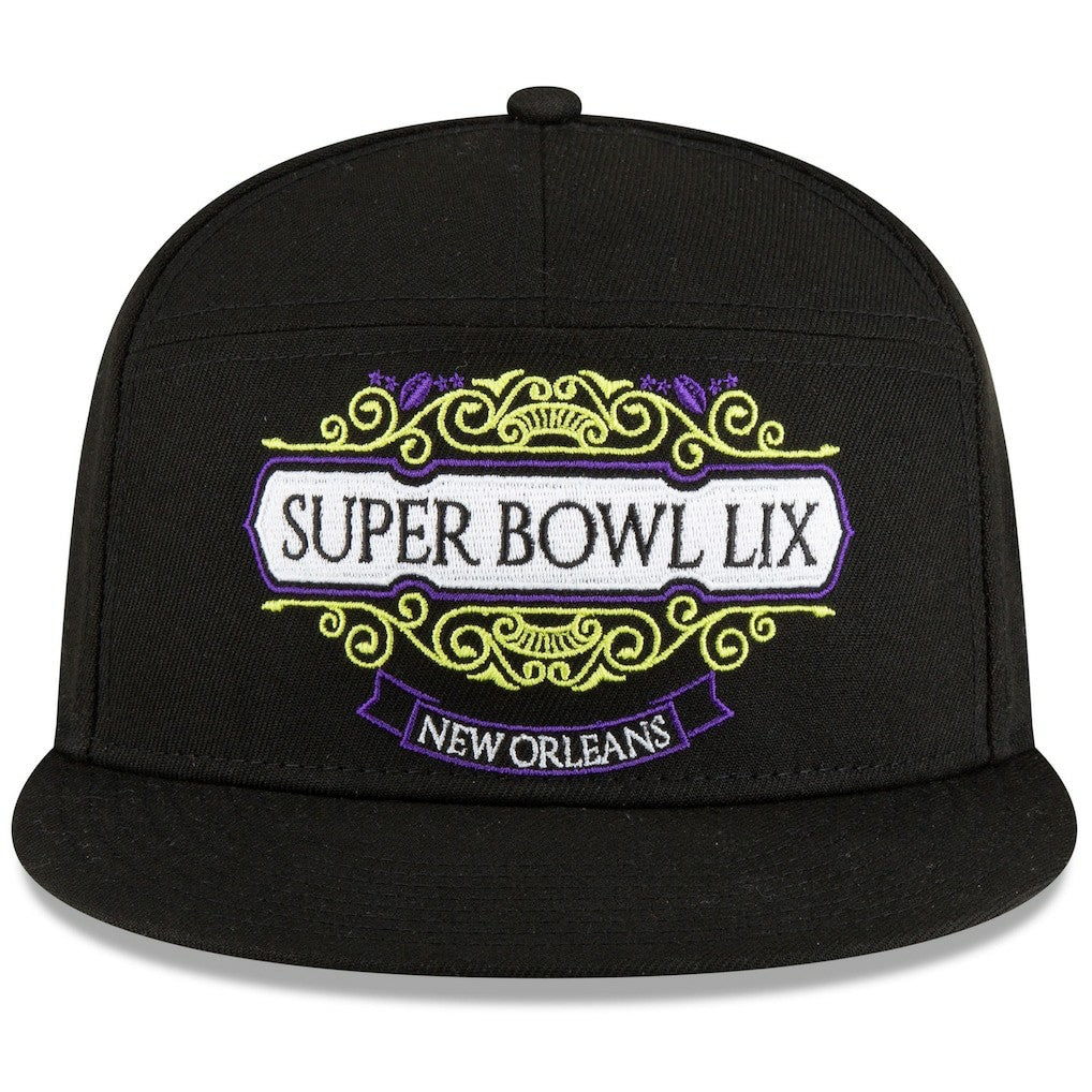 Philadelphia Eagles New Era Super Bowl LIX Tarmac Split Panel 9FIFTY Snapback Hat - Black on sale