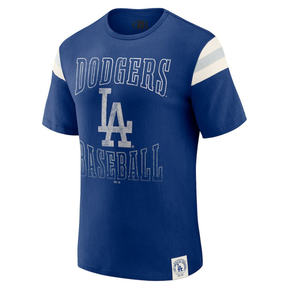Los Angeles Dodgers Darius Rucker Collection Distressed Sleeve Stripe T-Shirt - Royal