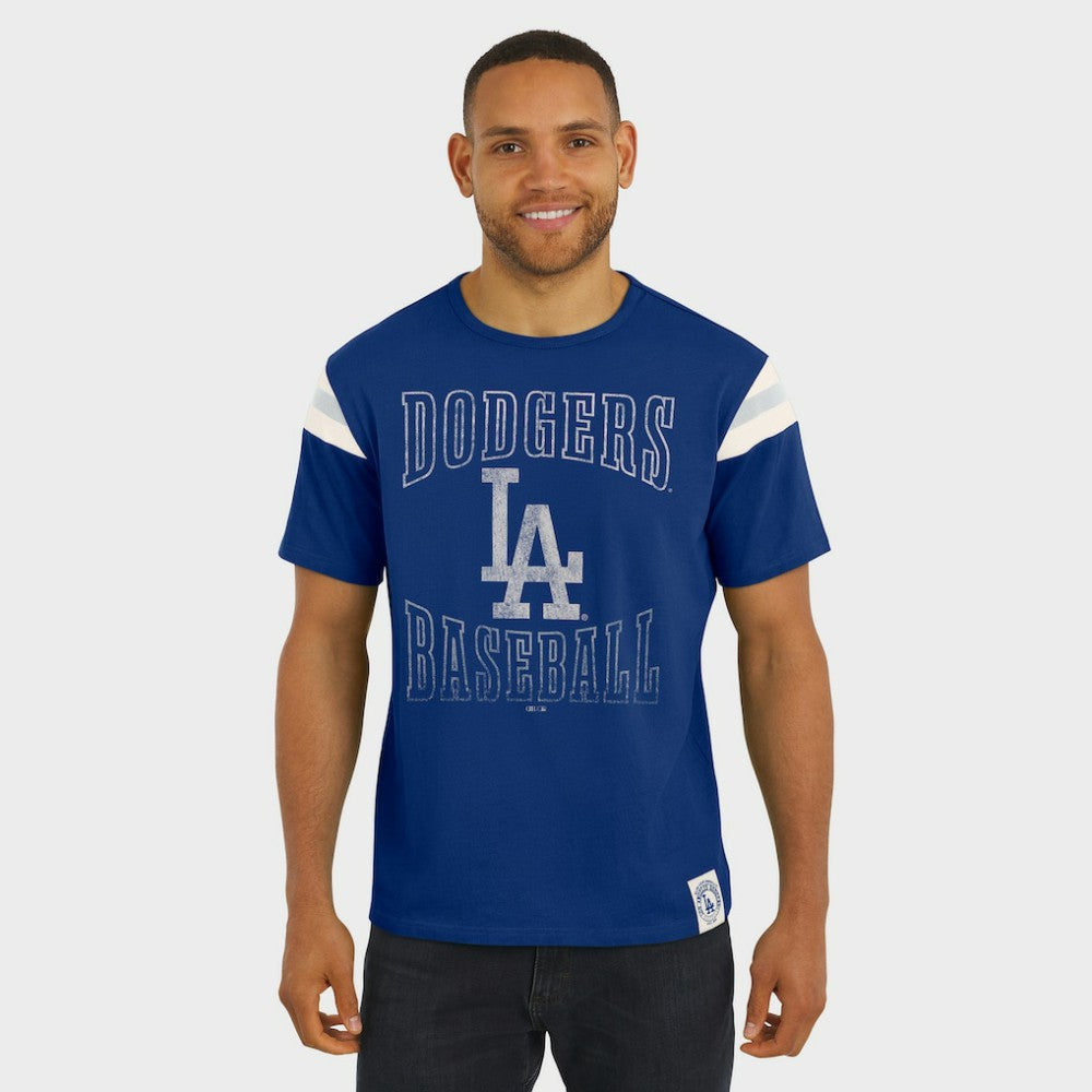 Los Angeles Dodgers Darius Rucker Collection Distressed Sleeve Stripe T-Shirt - Royal