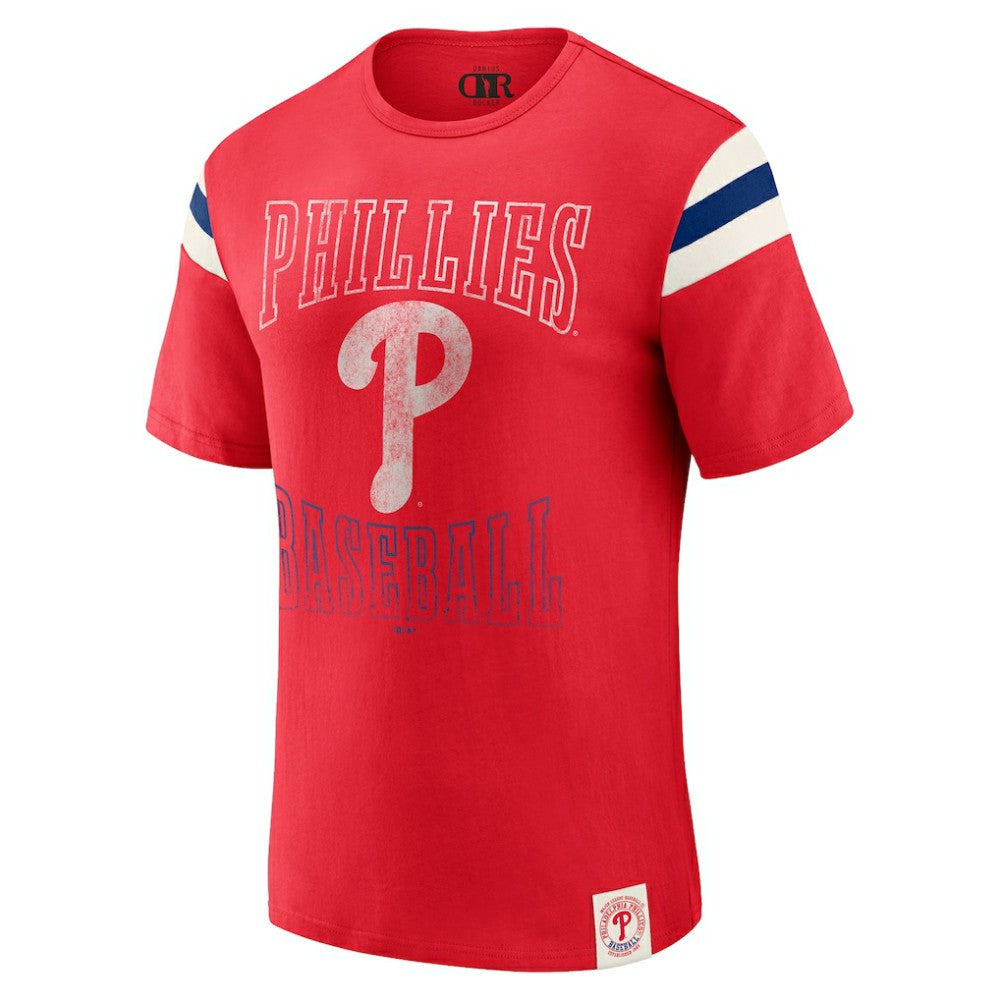 Philadelphia Phillies Darius Rucker Collection Distressed Sleeve Stripe T-Shirt - Red