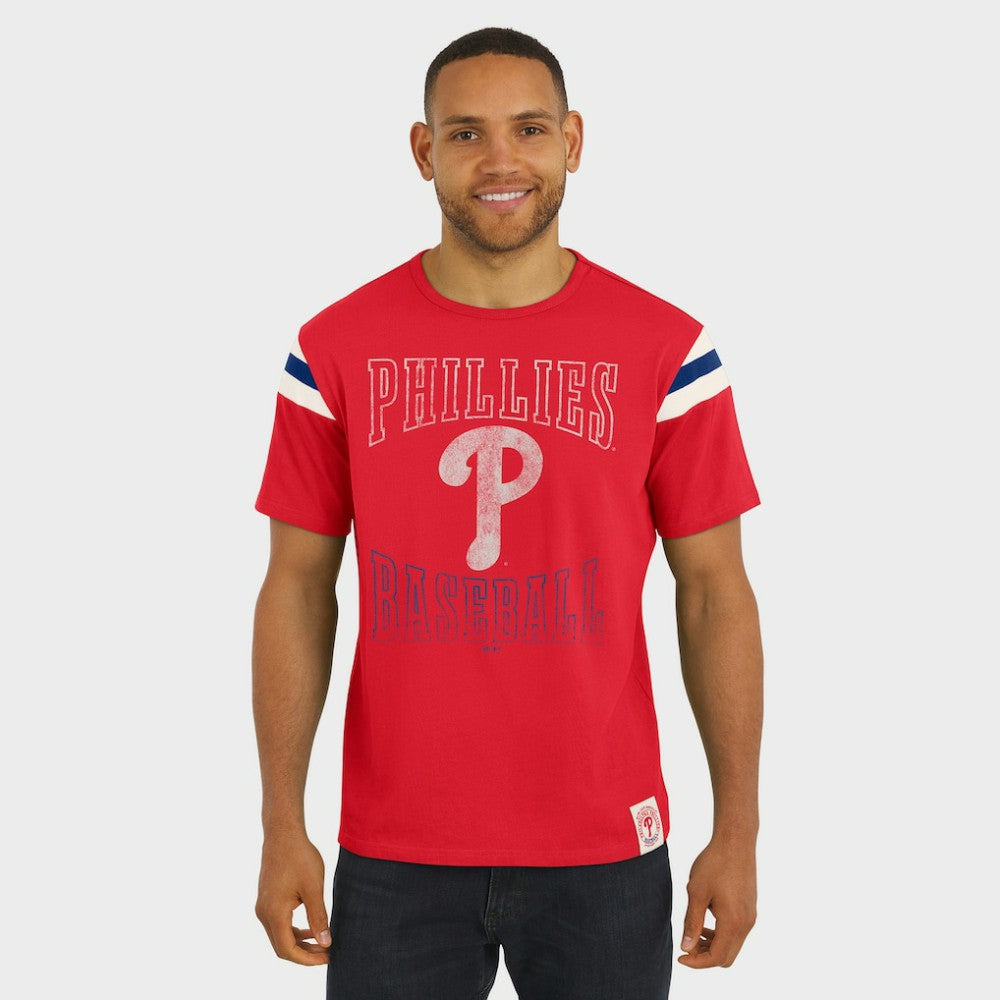 Philadelphia Phillies Darius Rucker Collection Distressed Sleeve Stripe T-Shirt - Red