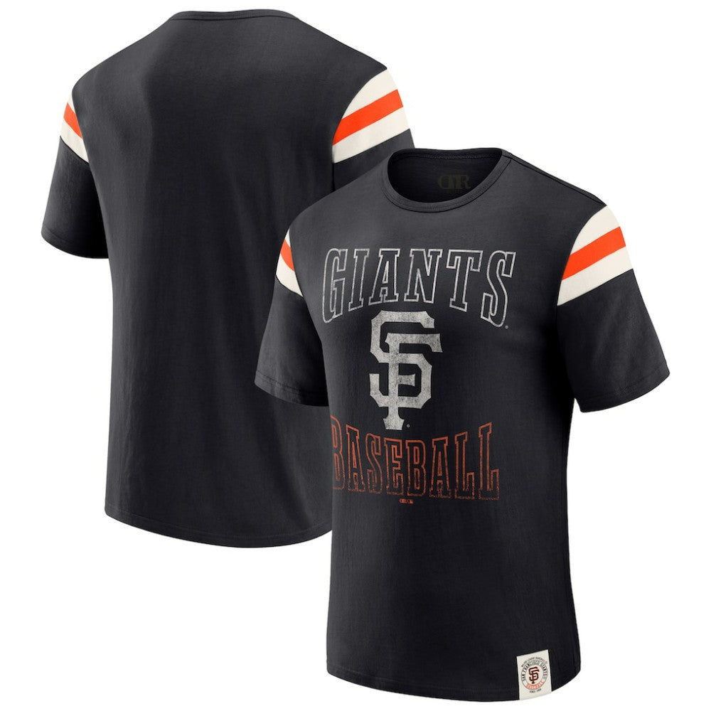 San Francisco Giants Darius Rucker Collection Distressed Sleeve Stripe T-Shirt - Black