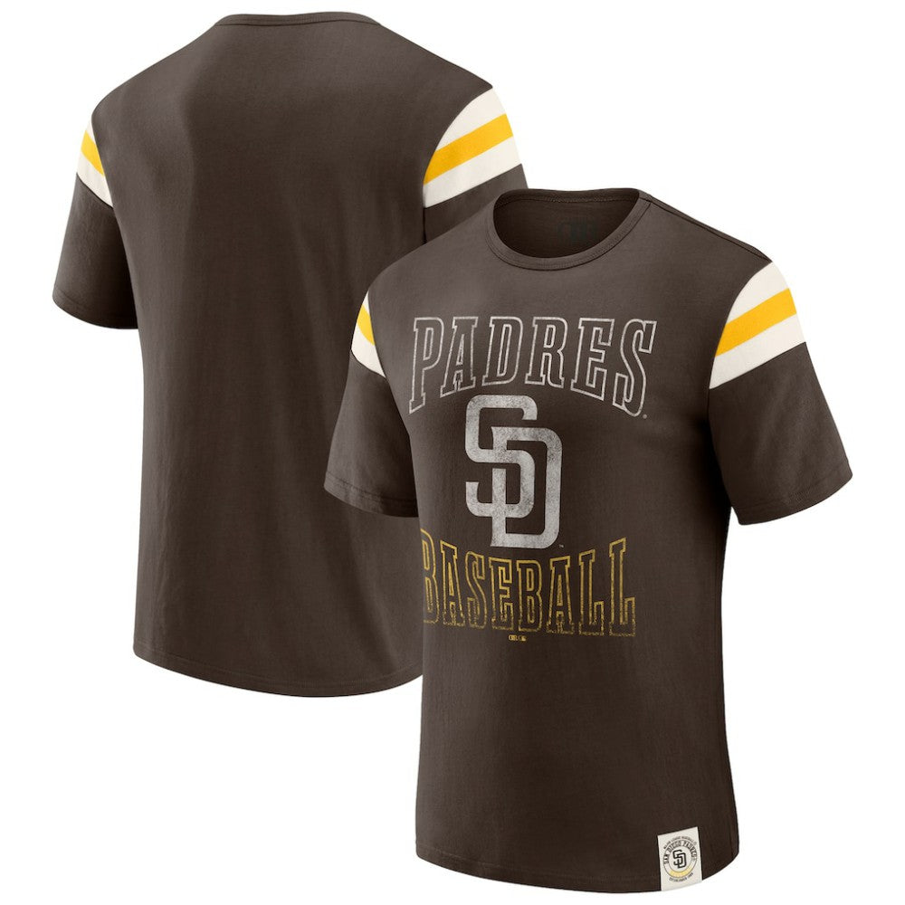 San Diego Padres Darius Rucker Collection Distressed Sleeve Stripe T-Shirt - Brown