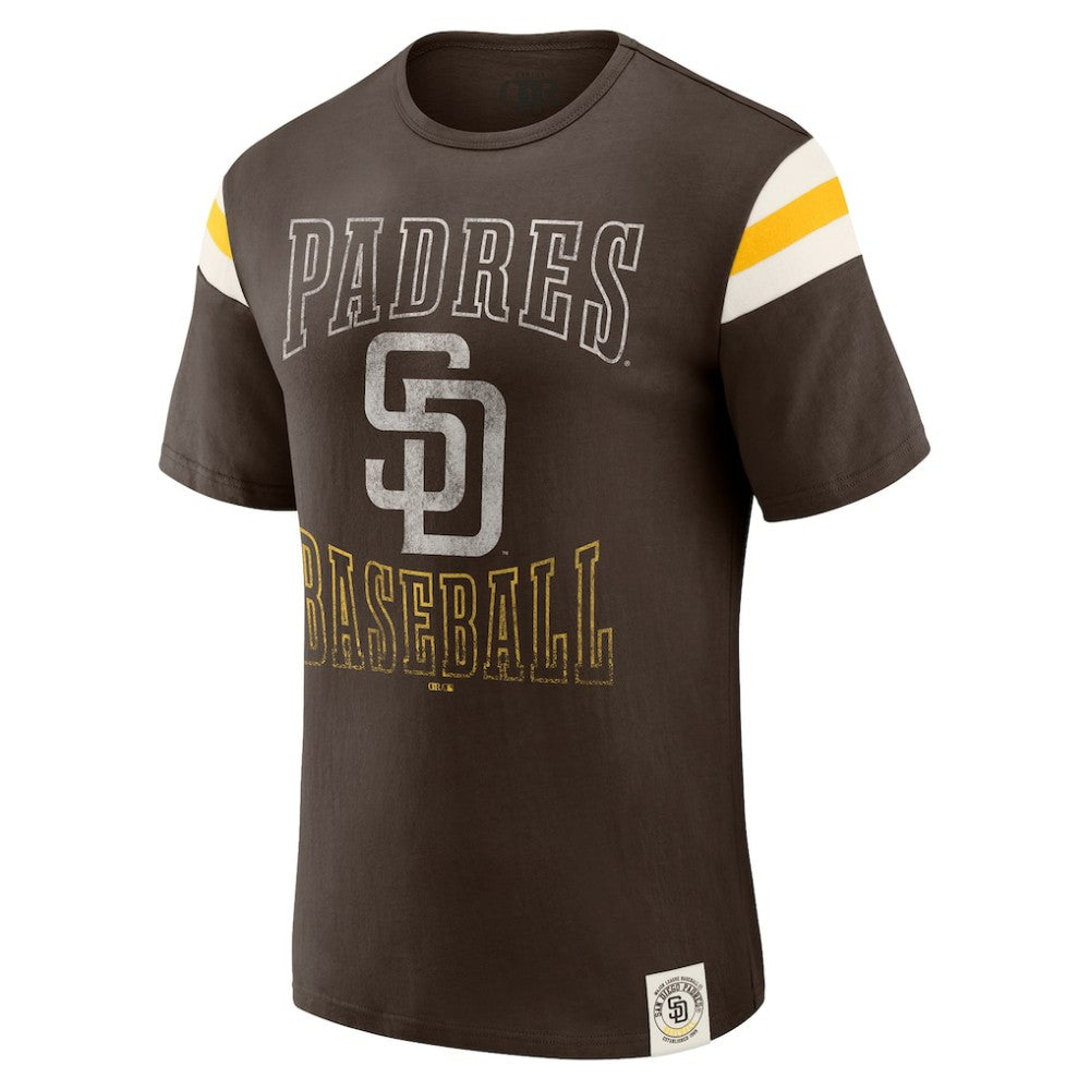 San Diego Padres Darius Rucker Collection Distressed Sleeve Stripe T-Shirt - Brown