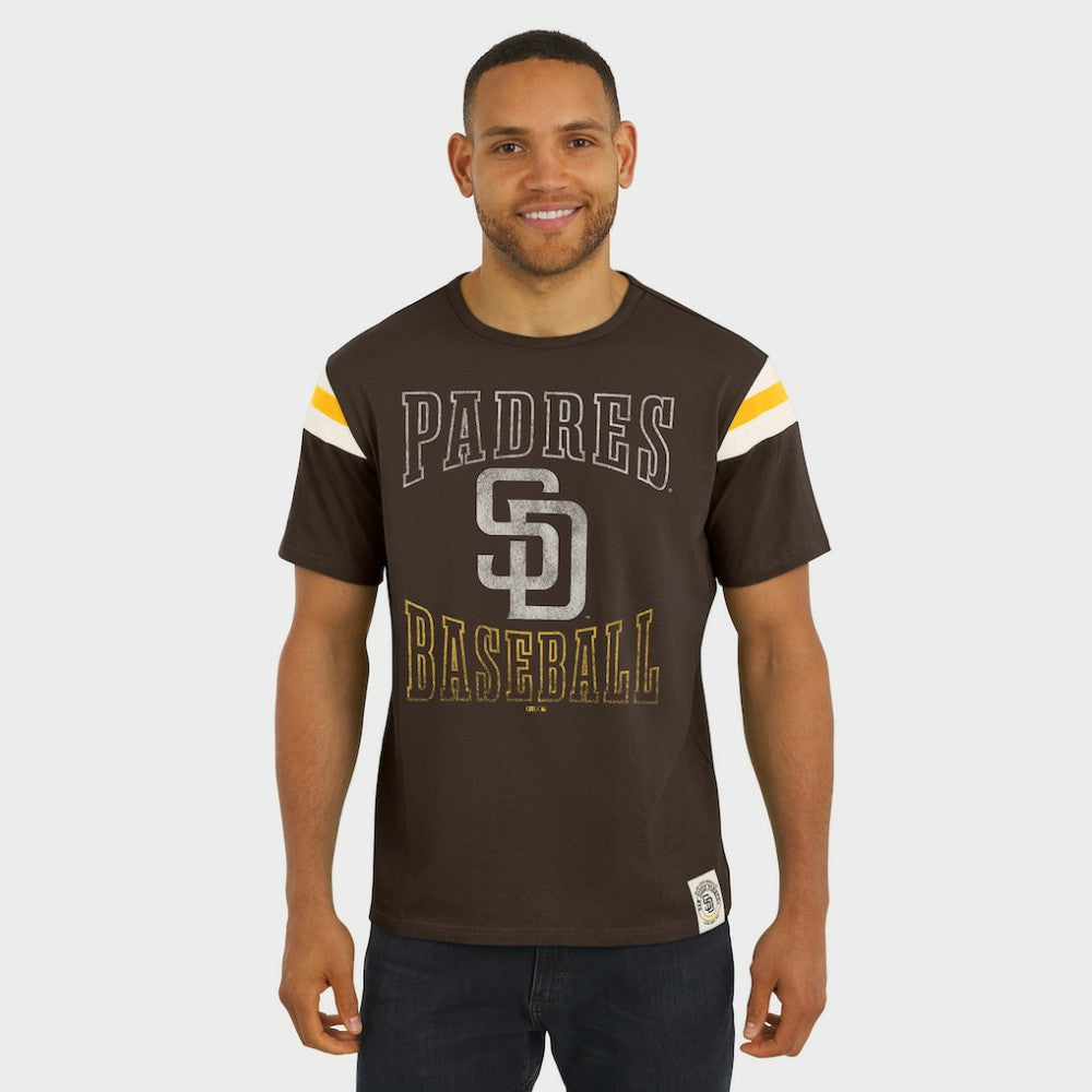 San Diego Padres Darius Rucker Collection Distressed Sleeve Stripe T-Shirt - Brown