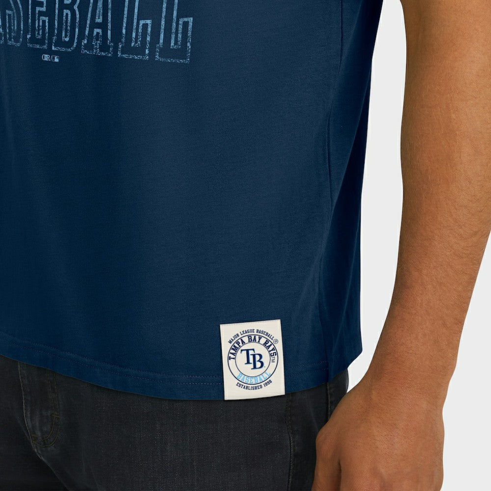 Tampa Bay Rays Darius Rucker Collection Distressed Sleeve Stripe T-Shirt - Navy