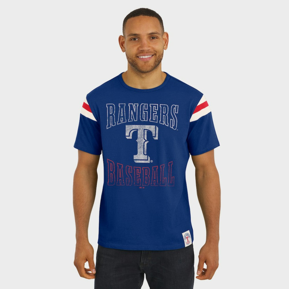 Texas Rangers Darius Rucker Collection Distressed Sleeve Stripe T-Shirt - Royal
