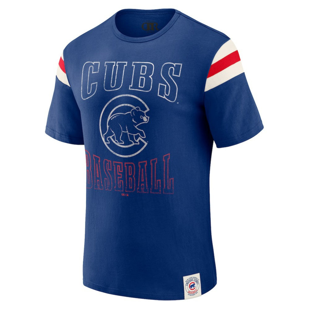 Chicago Cubs Darius Rucker Collection Distressed Sleeve Stripe T-Shirt - Royal