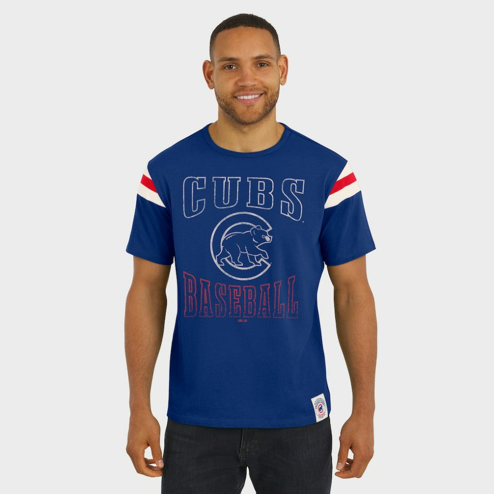 Chicago Cubs Darius Rucker Collection Distressed Sleeve Stripe T-Shirt - Royal