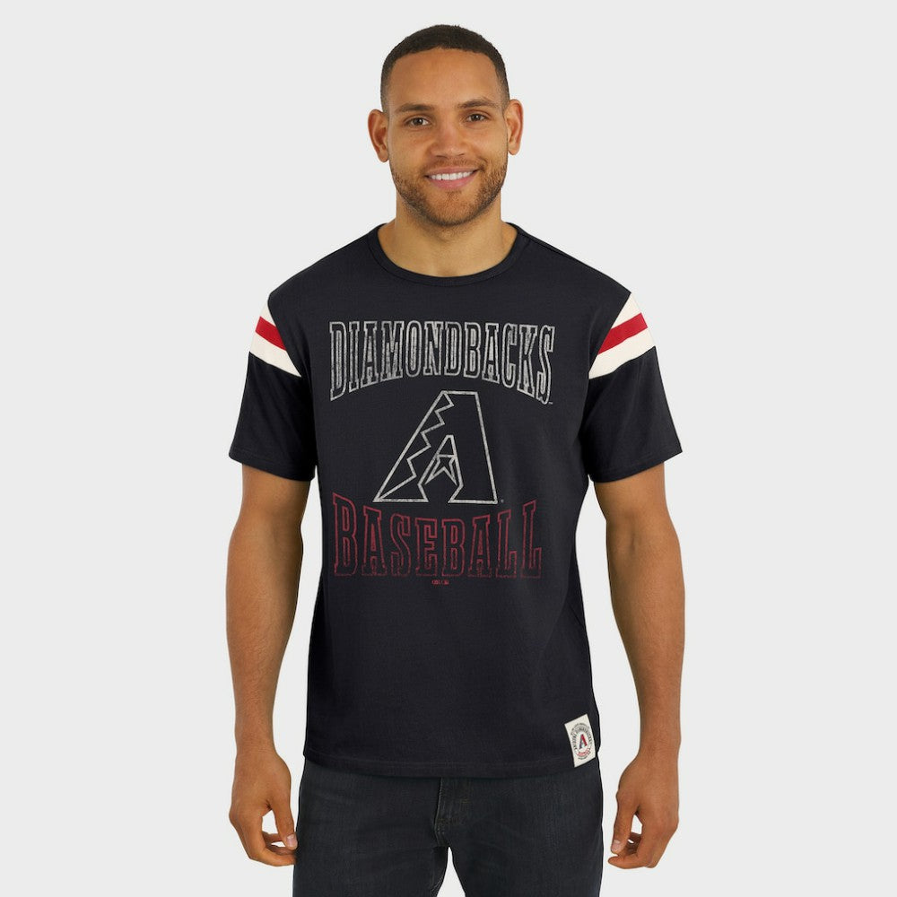Arizona Diamondbacks Darius Rucker Collection Distressed Sleeve Stripe T-Shirt - Black
