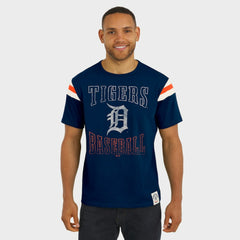 Detroit Tigers Darius Rucker Collection Distressed Sleeve Stripe T-Shirt - Navy
