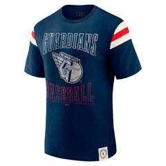 Cleveland Guardians Darius Rucker Collection Distressed Sleeve Stripe T-Shirt - Navy